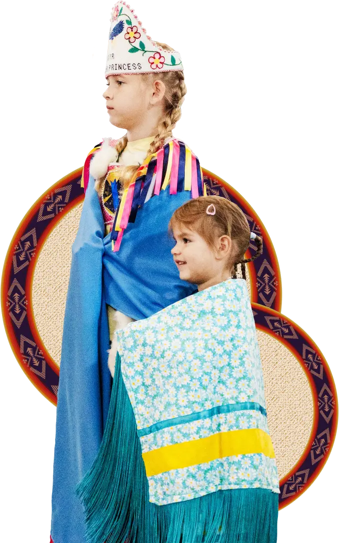 Two young girls in native dress